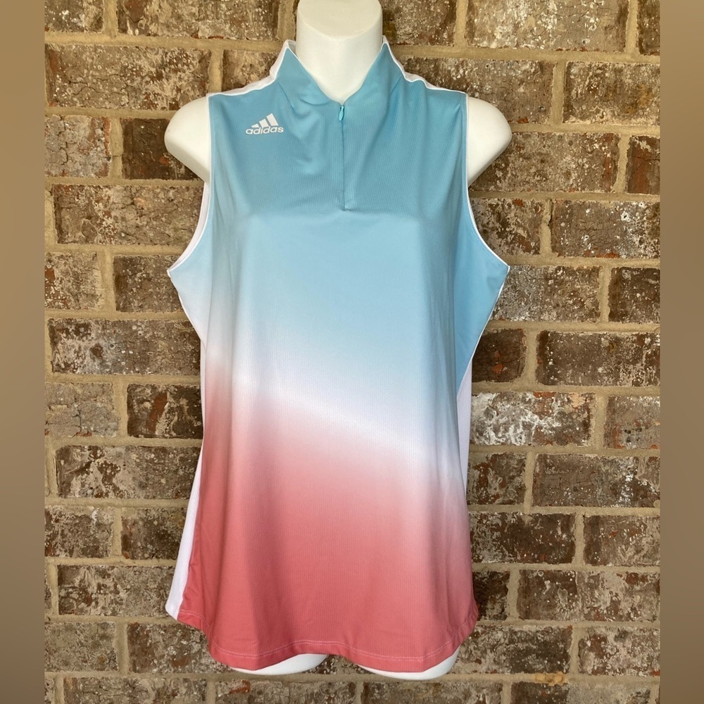Nwt Adidas Primegreen Gradient Sleevless Golf Polo Shirt Size Large